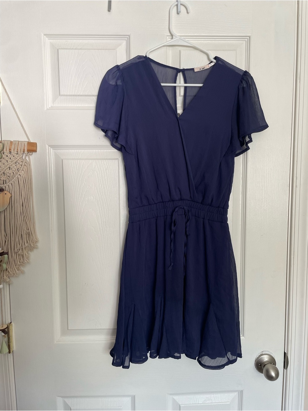 mi ami Women’s size Small Navy V-Neck Flutter Sleeve Mini Dress